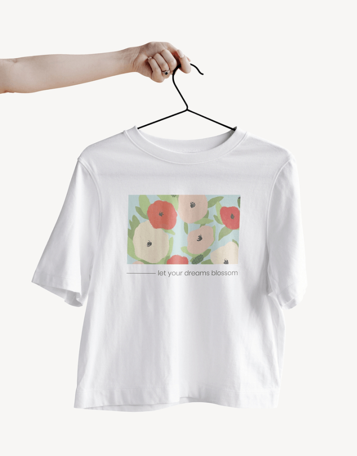 tshirt mockup,mockup,floral pattern,hand,tshirt,person,minimal,botanical,business,quote,fashion,white tshirt,rawpixel