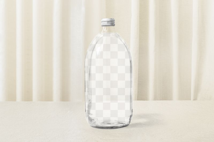 Clear Glass Water Bottle Mockup - Free Download Images High Quality PNG, JPG