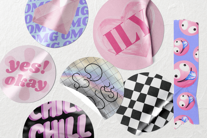 paper,aesthetic,stickers,pink,white,cute,colour,branding,moodboard,graphic,design,colorful,rawpixel