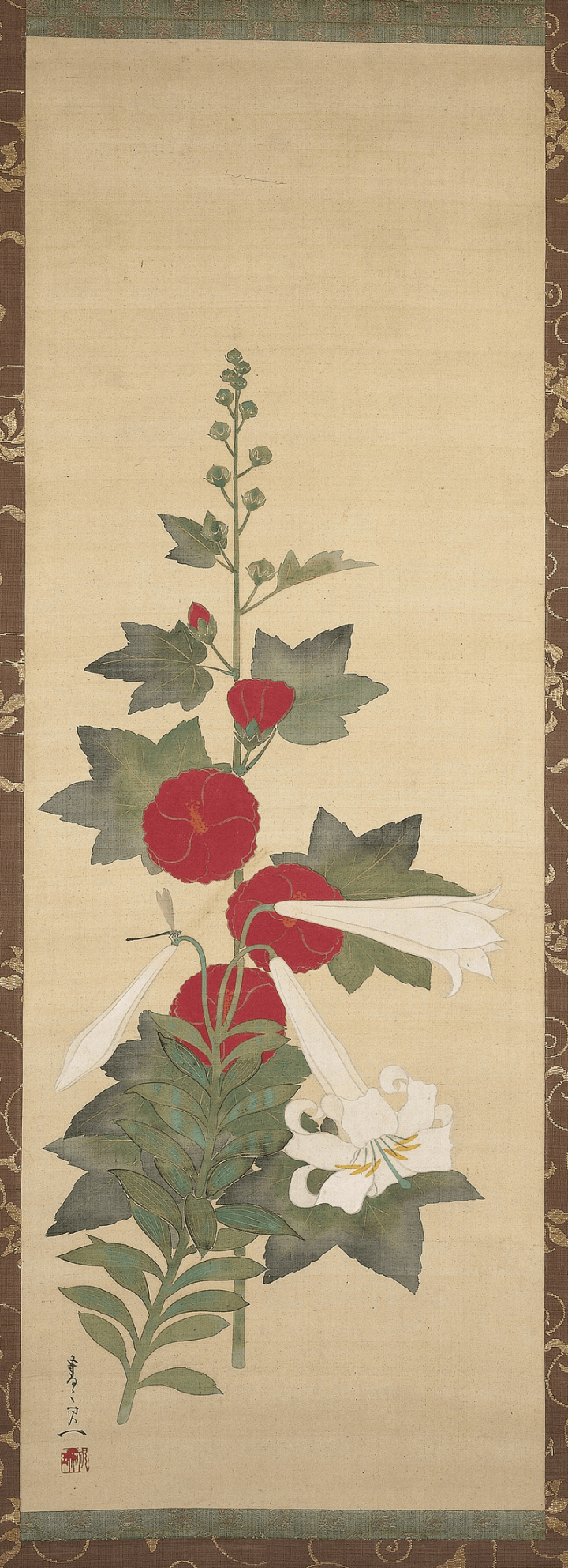 art,vintage,public domain,paintings,white,red,photo,japanese,japan,rug,lily,and,rawpixel