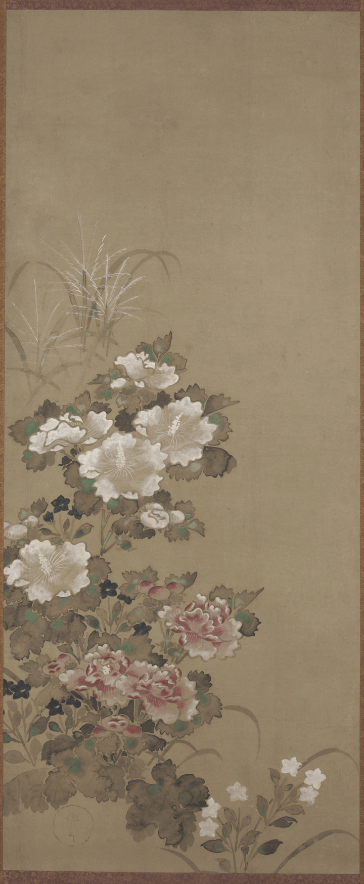 flowers,art,vintage,public domain,pink,blue,pattern,paintings,white,grasses,photo,japanese,rawpixel