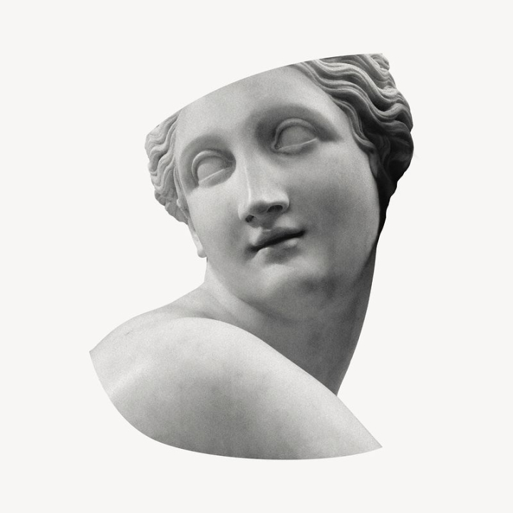 Free: Ancient Greek woman marble statue