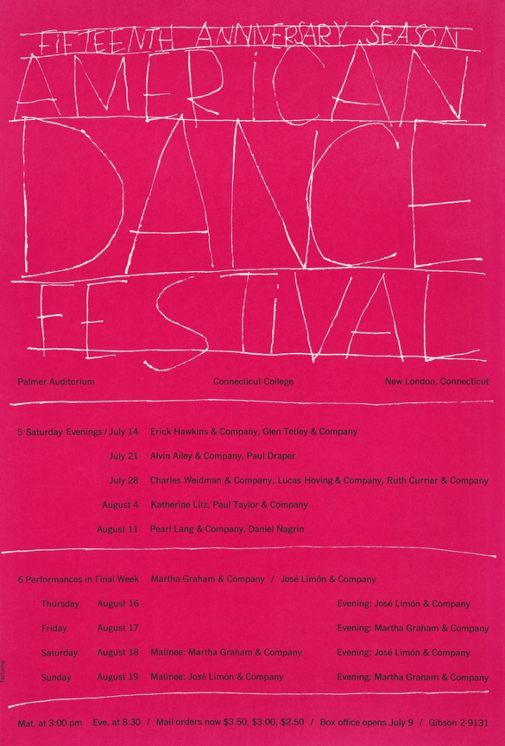 poster,alliance graphique internationale,american,american dance festival (1960) vintage poster by george tscherny,art,cc0,chromolithograph art,connecticut,connecticut college for women,creative commons,creative commons 0,dance,rawpixel