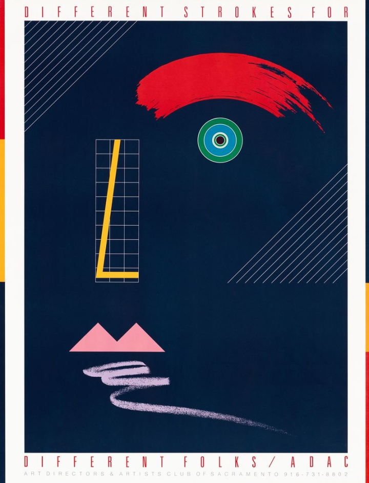 abstract face,high resolution public domain,abstract,adac (1984) vintage poster by mcray magleby,american,art,blue,cc0,chromolithograph art,coloful,color,creative commons,rawpixel