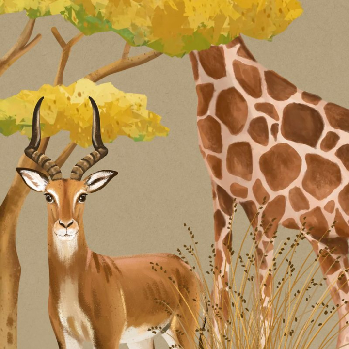 backgrounds,design backgrounds,tree,illustrations,nature,collage elements,nature backgrounds,grass,animals,colour,brown,giraffe,rawpixel