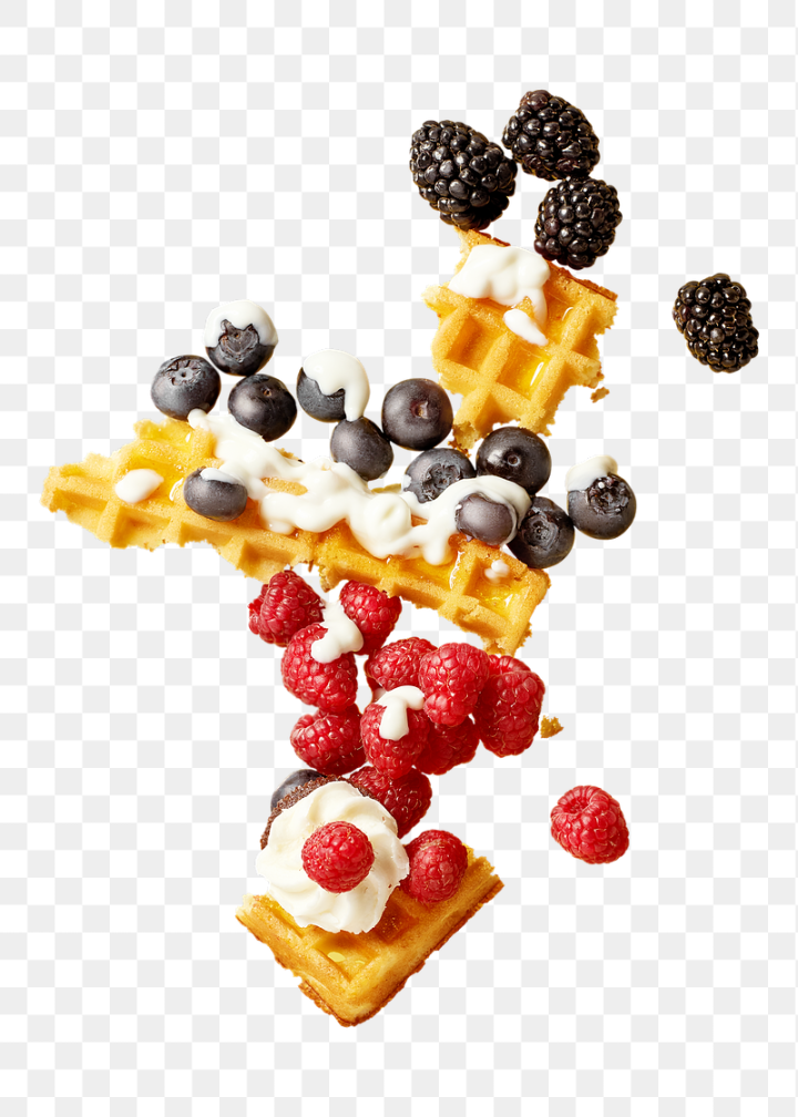 diet,rawpixel,png,sticker,food,fruit,raspberry,splash,dessert,blueberry,transparent,waffle,balance