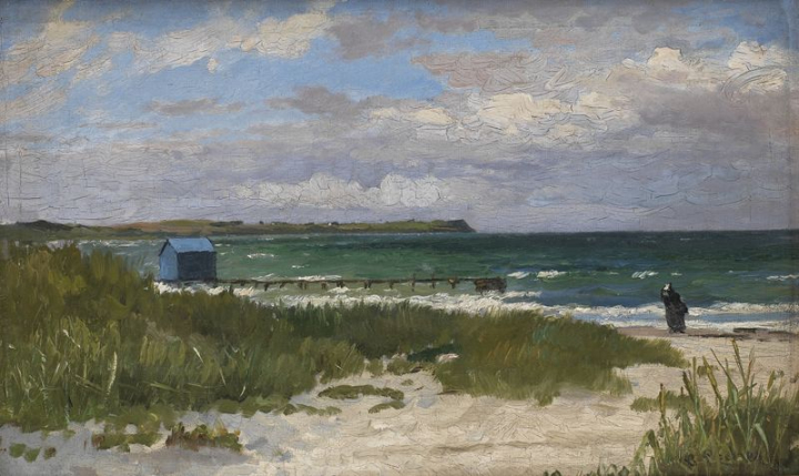 coastal,vintage coastal painting,1866 to 1915,architecture,art,begun based on artist s year finished based on artist s year,building,canvas,carl locher,cc0,countryside,creative commons,rawpixel