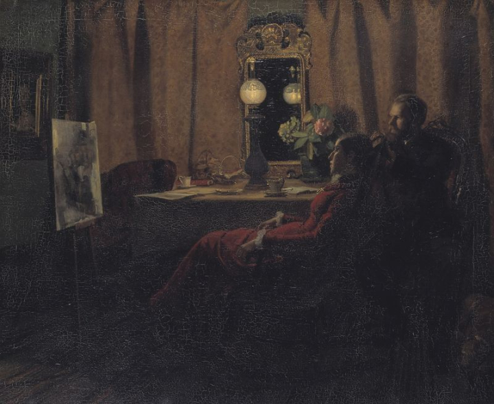 candle,1883,adult,anna ancher,appraising,art,canvas,cc0,creative commons,creative commons 0,cup,date of work 1883,rawpixel