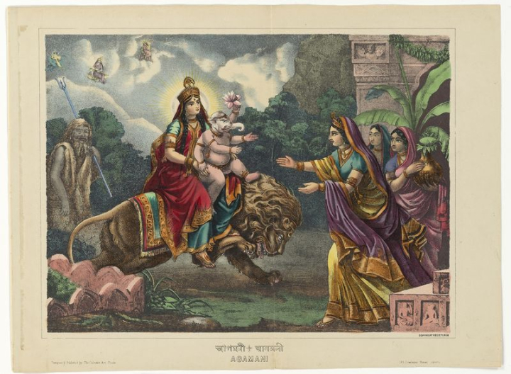 bull,durga,india,1878 1883,2021,abode,about,accompanied,ad 1800 1900,agamani,alongside,appears,rawpixel