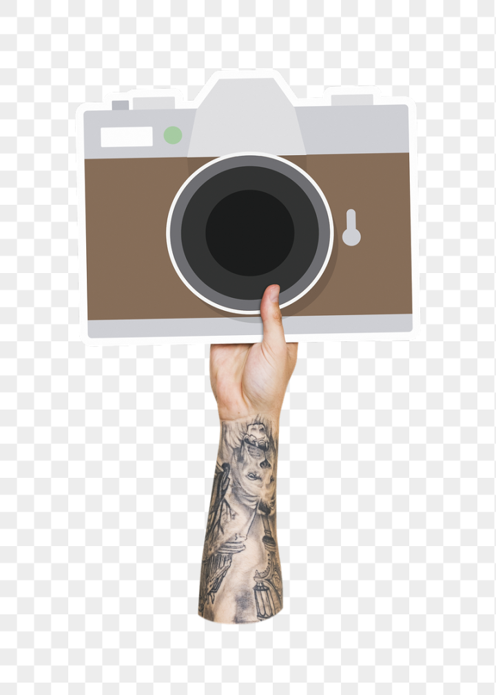 graphic,rawpixel,png,hand,collage,illustration,technology,retro,camera,travel,photo,brown,tattoo