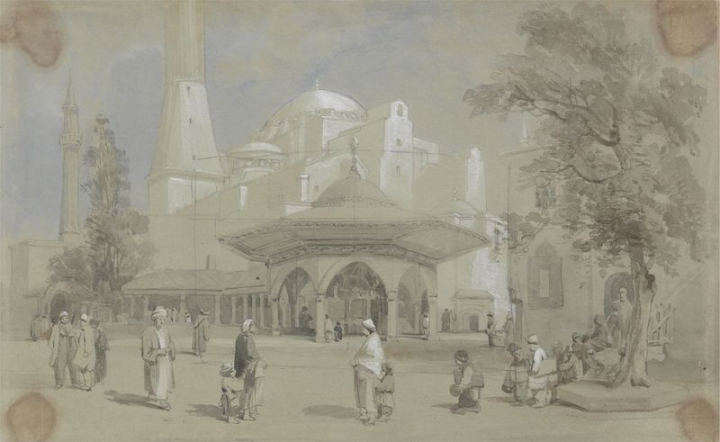 art,vintage,public domain,painting,photo,drawings,artwork,graphic,mosque,fountain,image,istanbul,rawpixel