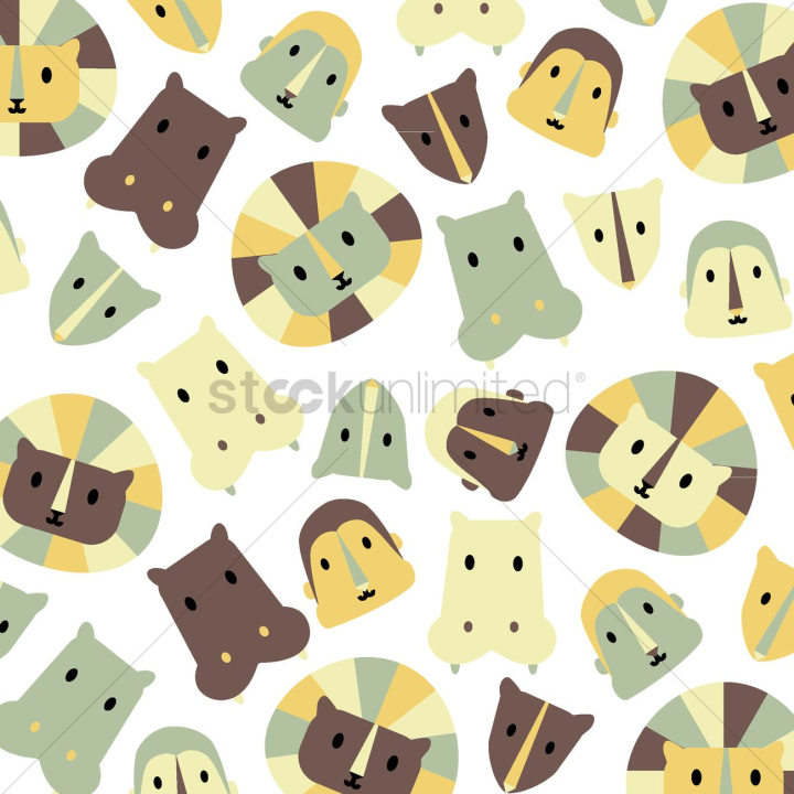 color,cute,graphic,vector,illustration,cartoon,character,nature,background,motif,pattern,print,repetitive,nobody,animal,lion,monkey,squirrel,hippopotamus,wildlife