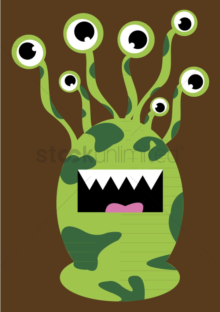 color,weird,creature,monster,scary,nightmare,frightening,fantasy,alien,eyes,long,tentacles,brown,face,green,mouth,teeth,cartoon character