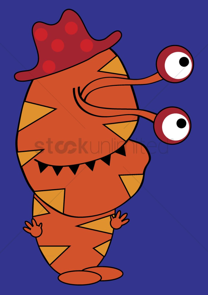 color,monster,scary,creepy,creature,looking at camera,colorful,expression,frightening,eyes,orange,hat,triangles,hands,waving,cartoon character