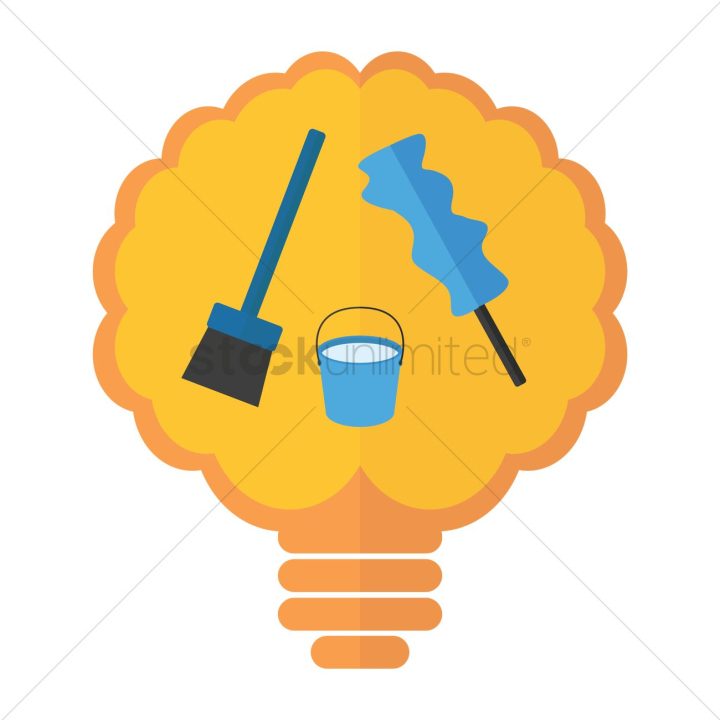 concept,concepts,brain,brains,light bulb,light bulbs,idea,ideas,light,cleaning,clean,tools,tool,broom,brooms,pail,pails,bucket,buckets,feather duster