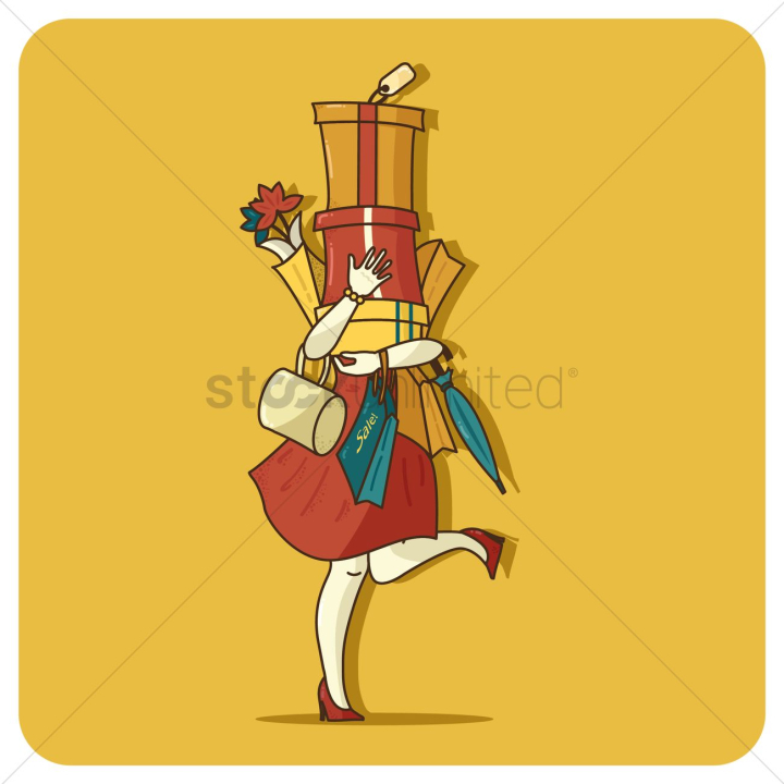 woman,holding,shopping bags,gift box,bag,umbrella,present