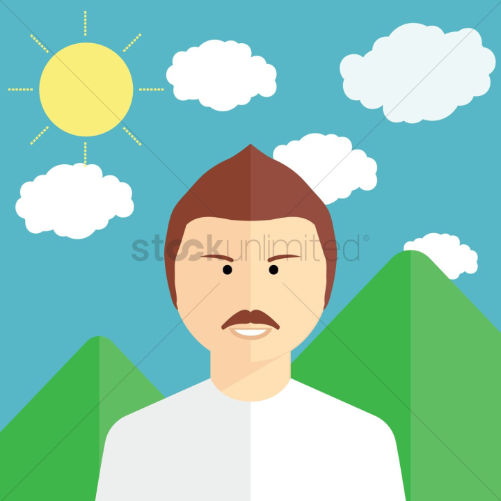 character,characters,cartoon,nature,man,men,guy,guys,human,people,person,mustache,sun,sunny,cloud,clouds,mountain,mountains,mount,alps,alpine