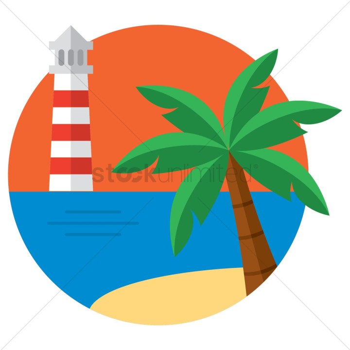 beach,seashore,light house,sea,palm tree,tree,sand,icon,holiday,vacation
