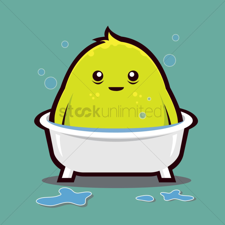 character,characters,cartoon,cute,adorable,bathing tub,bathing,bathe,bath,green,monster,monsters,blue background,bath,baths