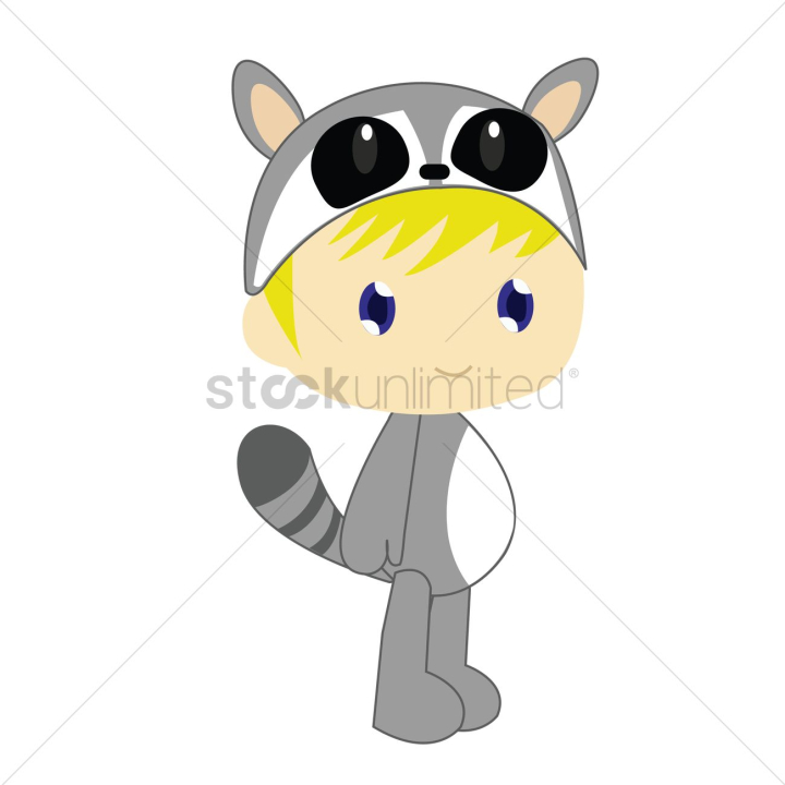Free: Boy in lemur costume on white background 