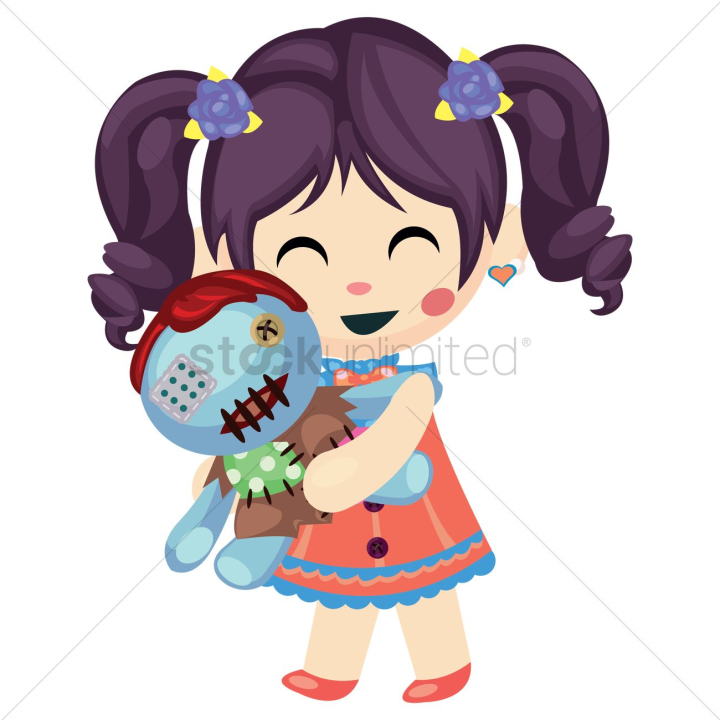 cartoon,girl,girls,human,people,person,isolated,standing,stand,toy,toys,holding,holdings,stitches,ponytails,doll,dolls