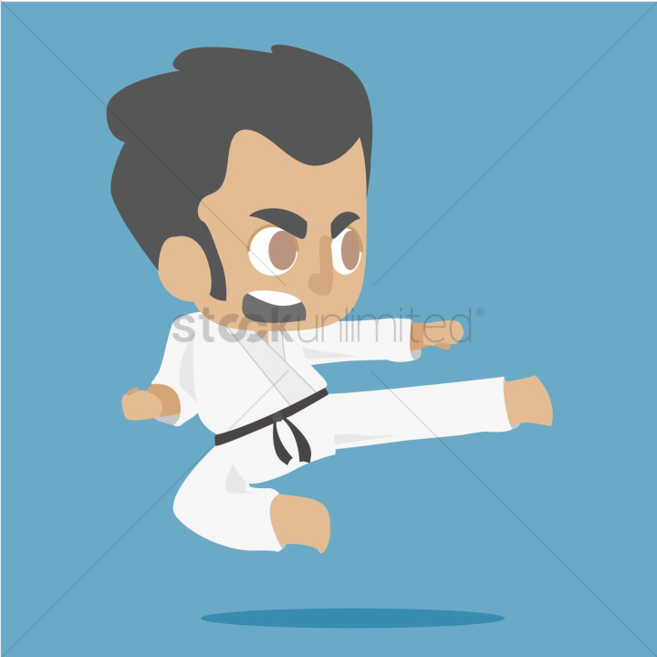 cute little karate kid boy with black belt showing kicking attack  techniques poses in martial art training practice Stock Vector | Adobe Stock