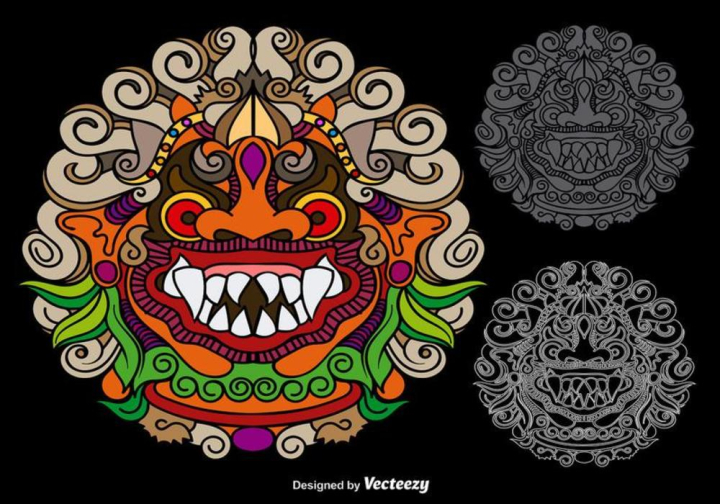 mask,monster,mythological,mythology,indian,animal,indonesian,traditional,vintage,religion,outline,paper,indonesia,carnival,china,head,beast,bali,barong,chinese,ethnic,dance,god,face,colorful,line,culture,fantasy,balinese,dragon