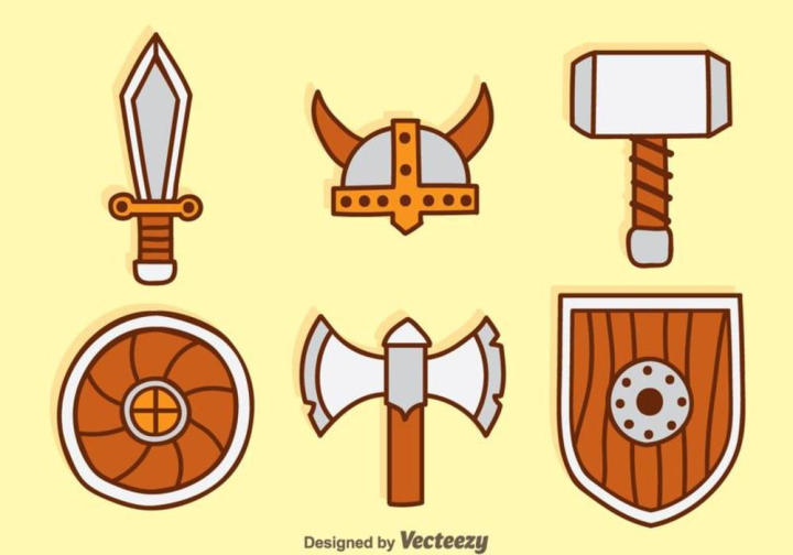 barbarian,element,cartoon,knight,viking,weapon,sword,axe,shield,helm,hammer,old,helmet,war,warrior,medieval,ancient,armor,battle,history,soldier,scandinavian,symbol,man,horn,beard,vector,icon,viking ship,male
