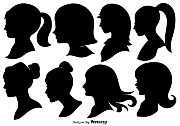 Silhouette of beautiful girl in profile with long Vector Image
