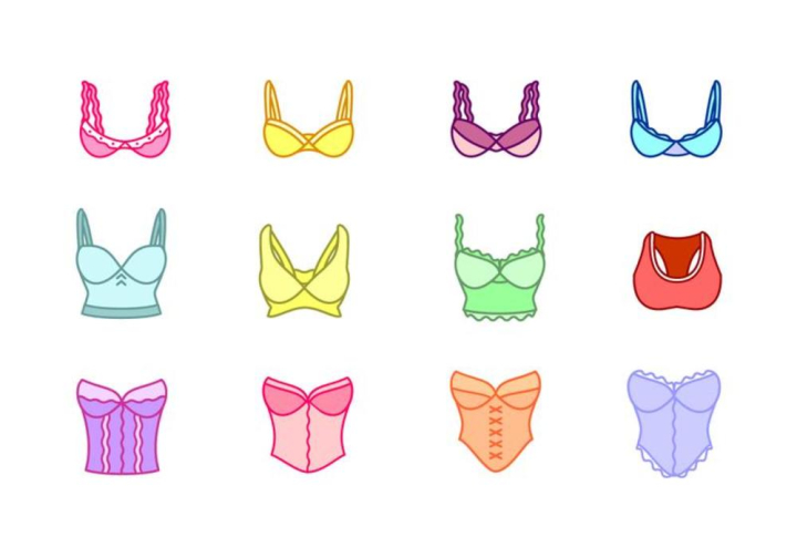 Fashion different types icons of bras and pants Vector Image