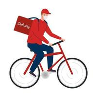 face,vehicle,health,bike,illustration,danger,bicycle,male,person,mask,outside,shipping,transportation,worker,safety,strong,healthy,store,courier,delivery,uniform,young,service,protection,adult,job,prevention,virus,deliver,epidemic,vecteezy