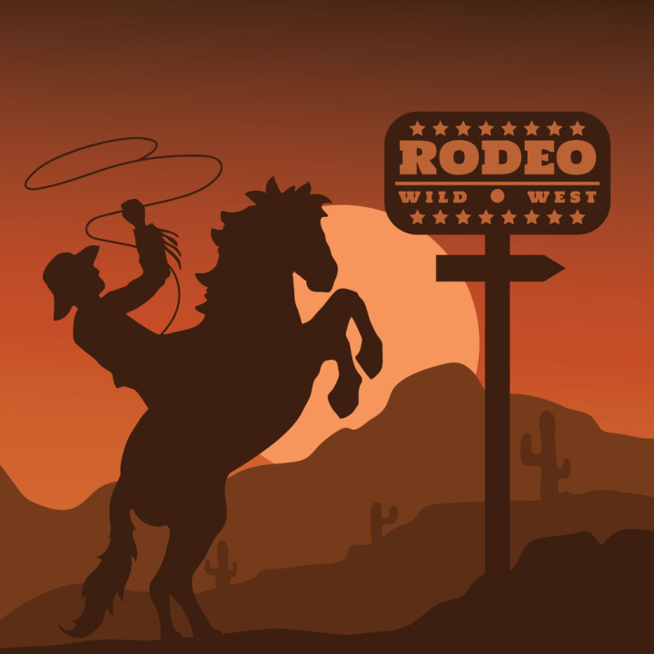 illustration,cowboy,riding,wild,west,retro,sport,vector,animal,desert,element,horse,old,poster,bronco,american,rodeo,western,hat,rider,texas,ranch,competition,man,country,ride,silhouette,bull,action,template