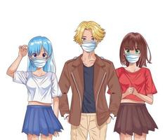 Free: young people using face masks anime characters Free Vector 
