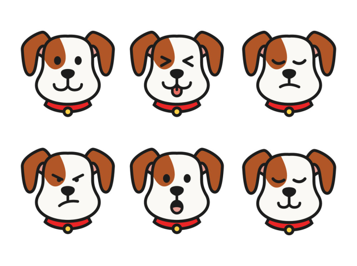 dog,emotions,emoticon,animal,pet,vector,graphic,character,happy,cartoon,cute,face,expression,sad,smile,emoji,funny,puppy,love,angry,comic,head,icon,symbol,cheerful,tongue,cry,mascot,fun,collection