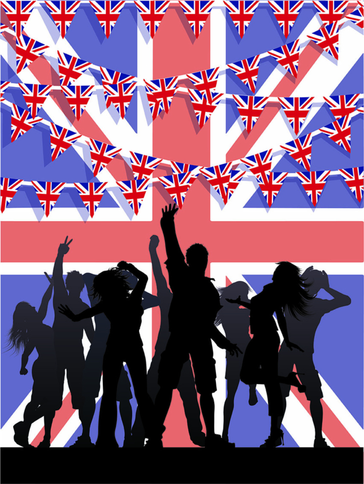 union jack flag,vector,queens jubilee,bunting,party,crowd,silhouette,people,english,flag,english flag,great britain,background,celebration,holiday,jubilee,union jack,british,illustration,disco,england,britain,uk,woman,man,union,great,kingdom,united,europe