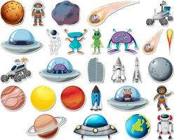Free Vector  Sticker set of outer space objects and astronauts