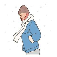 cartoon,lines,winter,hat,girl,woman,sketch,doodle,people,design,character,illustration,simple,style,comic,seasons,cold,outline,clip art,scarf,pose,jacket,isolated,behavior,lined,hand drawing,vector,graphic,set,fashion,vecteezy