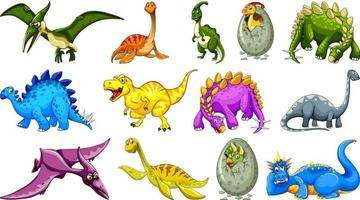 Free: Different dinosaurs cartoon character and fantasy dragons isolated  Free Vector 