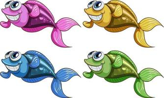 Free: Set of many funny fishes cartoon isolated on white background Free  Vector 