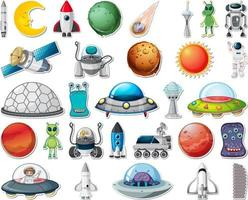 Free Vector  Sticker set of outer space objects and astronauts