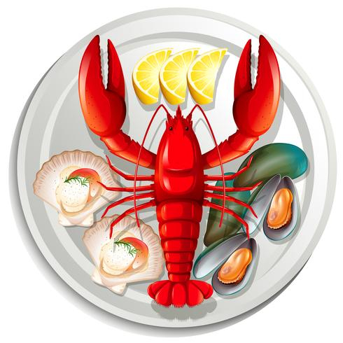 seafood,food,plate,vector,illustration,dinner,lunch,meal,menu,healthy,design,set,gourmet,lemon,fresh,dish,symbol,delicious,shellfish,shell,lobster,mussel,isolated,tasty,sea,cook,scallop,graphic,picture,clipart
