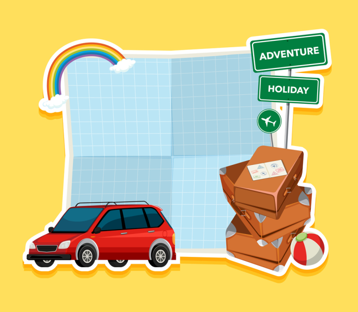 car,journey,rainbow,holiday,background,yellow,template,travel,icon,symbol,isolated,summer,voyage,vehicle,paper,blank,banner,border,vintage,suitcase,bag,luggage,baggage,illustration,graphic,picture,clipart,clip-art,clip,art