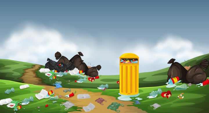 bin,pollution,abstract,art,ecology,effect,environment,tree,hills,mountain,nature,cloud,garbage,plastic,bottle,can,bag,litter,illustration,graphic,picture,clipart,clip,background,drawing,image,vector,trash,waste,rubbish