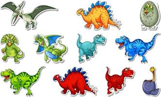 Free: Sticker set with different types of dinosaurs cartoon characters Free  Vector 