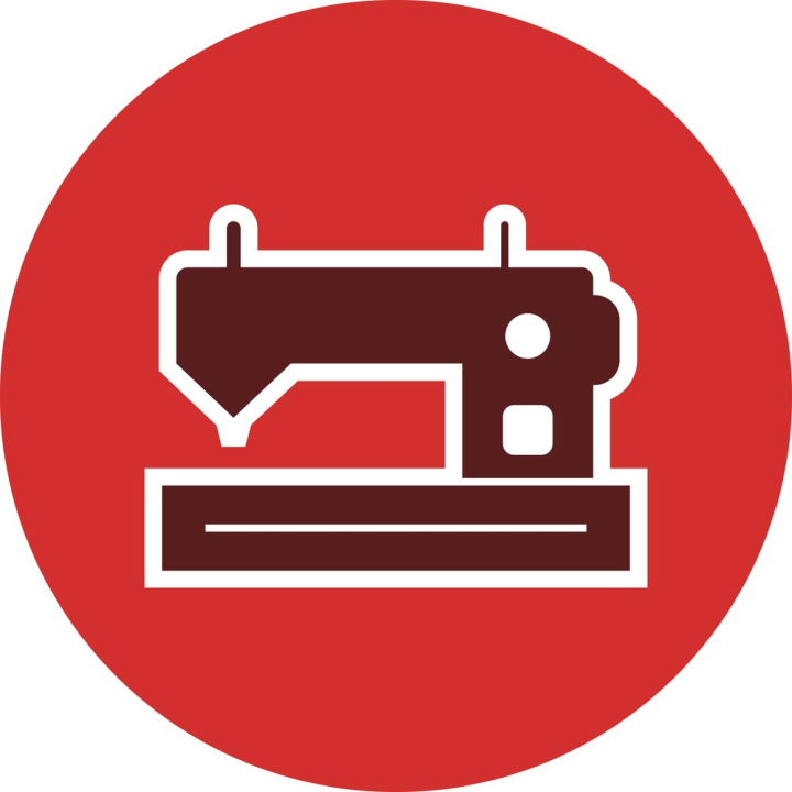Modern sew machine icon, flat style, Stock vector