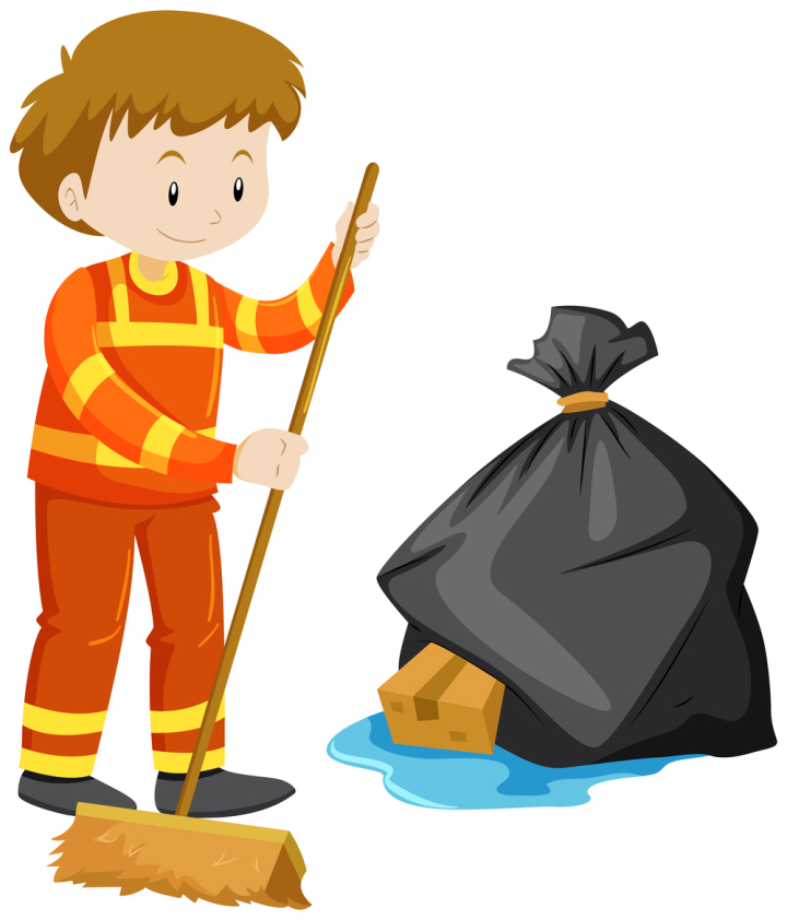 isolated,white,clipping,path,object,man,male,person,character,adult,grown-up,job,work,career,occupation,lifestyle,waste,junk,rubbish,garbage,trash,dump,dirty,environment,litter,cleaning,cleaner,janitor,illustration,graphic
