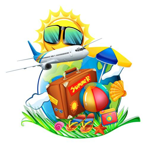 illustration,drawing,graphic,isolated,white,background,vacation,summer,weather,state,atmosphere,degree,hot,stratosphere,temperature,climate,change,sun,sunny,sunshine,sky,cloud,sunrays,rays,plane,airplane,aeroplane,craft,jet,wings