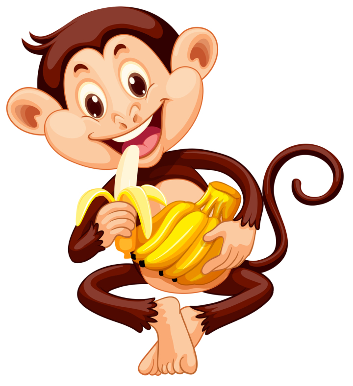 wild,wildlife,animal,nature,creature,living,mammal,exotic,tropical,carnivorous,monkey,ape,character,cute,adorable,eating,banana,fruit,food,routine,illustration,graphic,picture,clipart,clip-art,clip,art,background,drawing,image