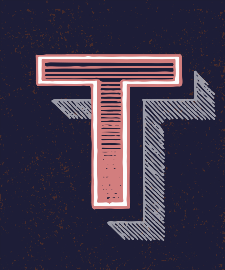 Free: Capital letter T vintage typography style - nohat.cc