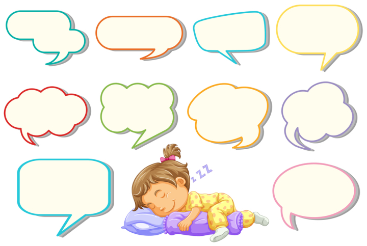 Free: Girl sleeping with different speech balloon 